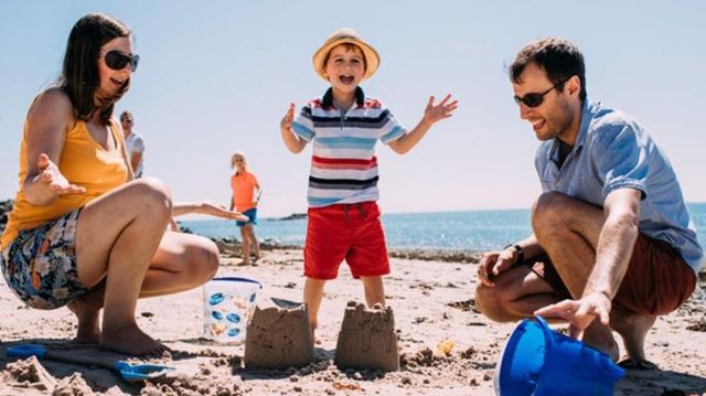 Visit Jersey family on the beach